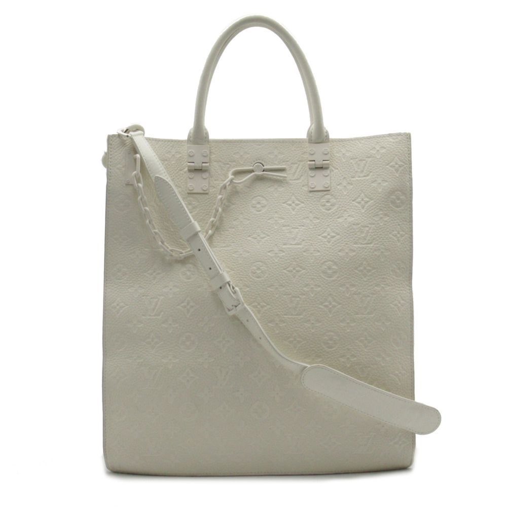 Louis Vuitton Sac Plat Tote White Monogram Taurillon Leather